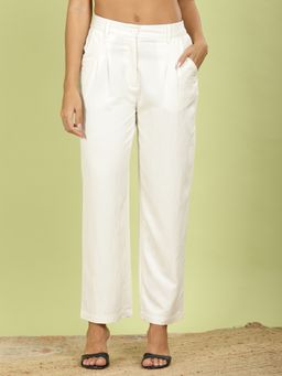 FFU - Womens White Solid Trousers