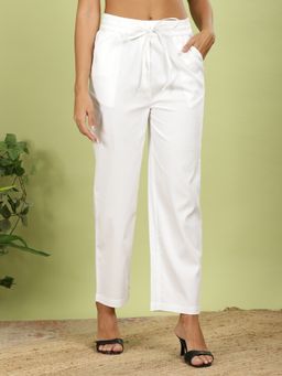 FFU - Womens White Solid Trousers