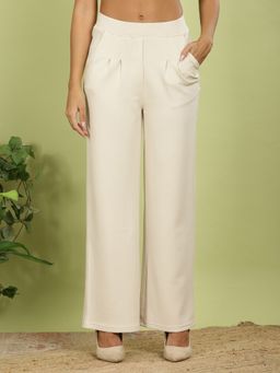 FFU - Womens Ivory Solid Trousers