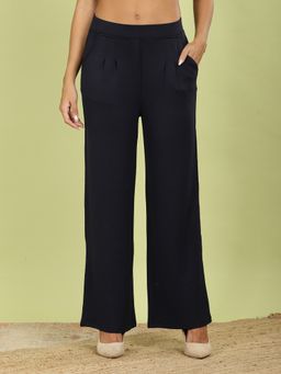 FFU - Womens Navy Blue Solid Trousers