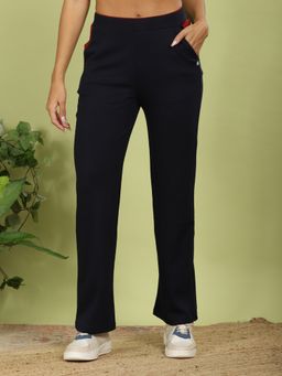 FFU - Womens Navy Blue Solid Trousers