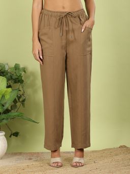 FFU - Womens Brown Solid Trousers