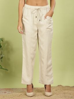 FFU - Womens Ivory Solid Trousers