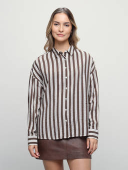 U.S. POLO ASSN. - Women Vertical Striped Regular Fit Shirt