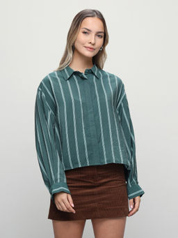 U.S. POLO ASSN. - Women Vertical Striped Boxy Fit Shirt
