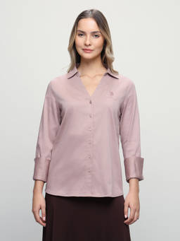U.S. POLO ASSN. - Women Pink Solid Regular Fit Shirt