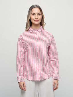 U.S. POLO ASSN. - Women Vertical Striped Oversized Fit Shirt