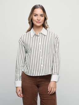 U.S. POLO ASSN. - Women Vertical Striped Regular Fit Shirt