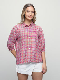 U.S. POLO ASSN. - Women Plaid Checked Relaxed Fit Shirt