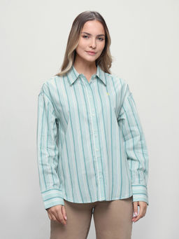 U.S. POLO ASSN. - Women Vertical Striped Boyfriend Fit Shirt