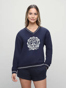 U.S. POLO ASSN. - Women Graphic Brand Printed Oversized Fit Sweatshirt