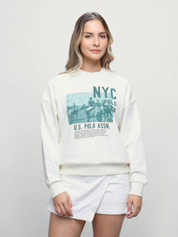 U.S. POLO ASSN. - Women Graphic Brand Printed Oversized Fit Sweatshirt
