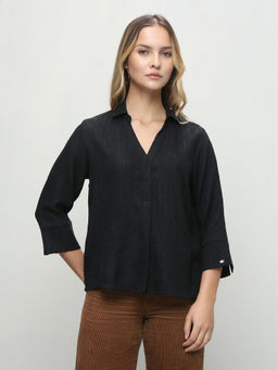 U.S. POLO ASSN. - Women Black Solid Regular Fit Top