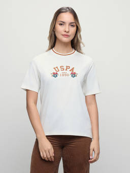 U.S. POLO ASSN. - Women Brand Embroidered Boxy Fit T-Shirt