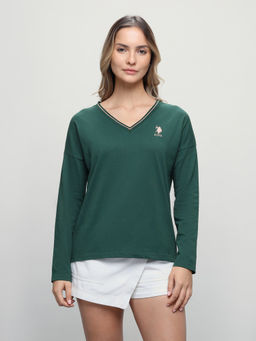 U.S. POLO ASSN. - Women Solid Relaxed Fit T-Shirt