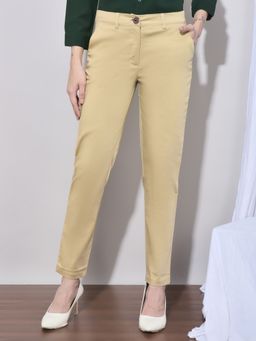 FFU - Womens Beige Solid Trousers