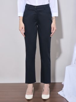 FFU - Womens Navy Blue Solid Trousers