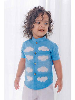 TIBER TABER - Boy Cloud Printed Shirt Blue