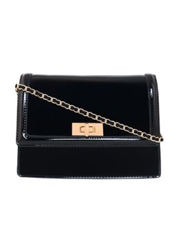 Accessorize London - WomensBlack Amelia Patent Sling Bag