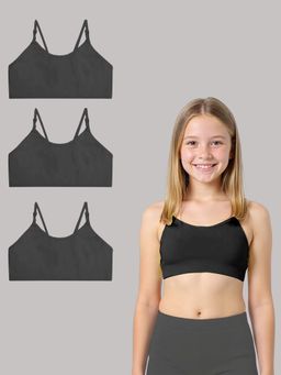 A.T.U.N. - Girls Black Cotton Beginners Bra (Pack Of 3)