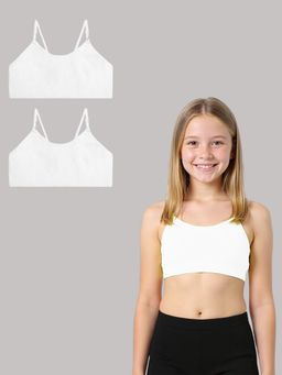 A.T.U.N. - Girls White Cotton Beginners Bra (Pack Of 2)