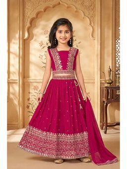 Lagorii - Girls Embellished/Sequined Chiffon Choli and Lehenga with Dupatta