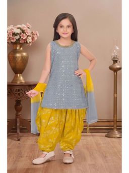 Lagorii - Girls Embroidered Silk Blend Kurta and Salwar with Dupatta