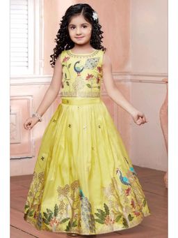 Lagorii - Girls Embellished/Sequined Silk Blend Choli and Lehenga with Dupatta