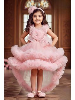 Lagorii - Girls Embellished/Sequined Net Dress with Tailback