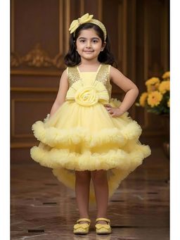 Lagorii - Girls Embellished/Sequined Net Dress with Tailback