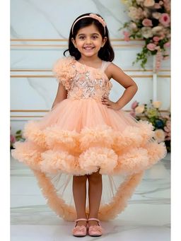 Lagorii - Girls Embellished/Sequined Net Dress with Tailback