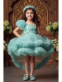 Lagorii - Girls Embellished/Sequined Net Dress with Tailback