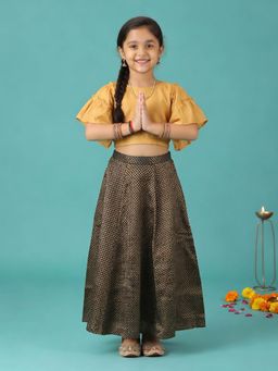 KiddoPanti - Girls Self Design Rayon Choli with Lehenga