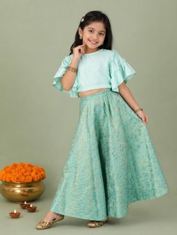 KiddoPanti - Girls Self Design Rayon Choli with Lehenga