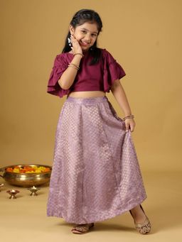 KiddoPanti - Girls Self Design Rayon Choli with Lehenga