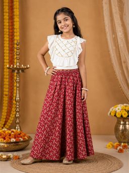 KiddoPanti - Girls Self Design Rayon Choli with Lehenga