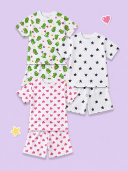 Kidbea - Unisex Multi-Color Printed Co-ord Sets (Pack of 6)