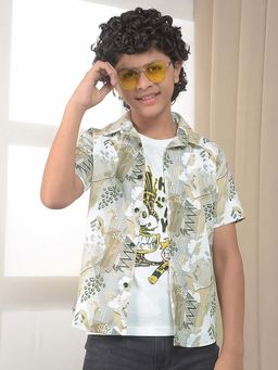 CRIMSOUNE CLUB - Boys Printed Polyester Blend Shirt with T-Shirt