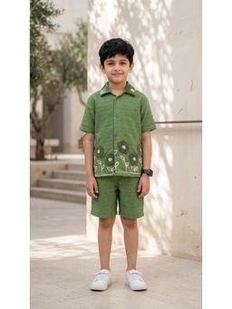 Ahhaaaa - Boys Embroidered Cotton Shirt with Short