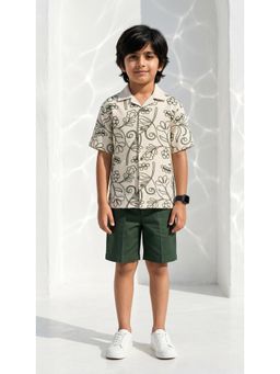 Ahhaaaa - Boys Embroidered Linen Shirt with Short