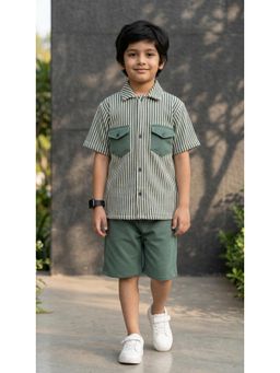 Ahhaaaa - Boys Stripes Cotton Shirt with Short