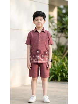 Ahhaaaa - Boys Textured Cotton Shirt with Short