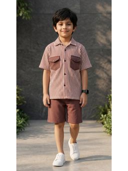 Ahhaaaa - Boys Stripes Cotton Shirt with Short