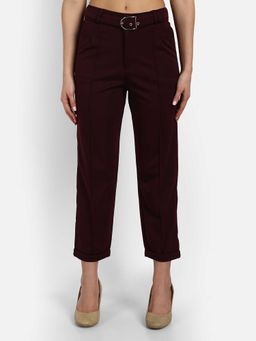 BROADSTAR - Women Maroon Color Regular Fit Pant
