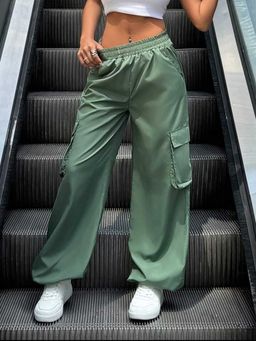 BROADSTAR - Women Pista Color Baggy Fit Parachute Cargo