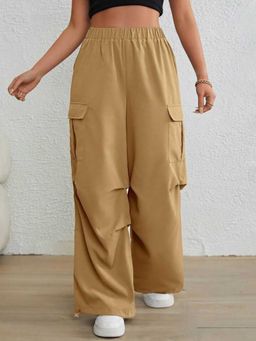 BROADSTAR - Women Khaki Color Baggy Fit Parachute Cargo