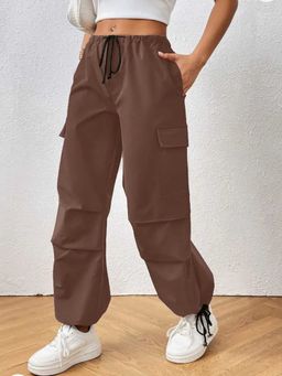 BROADSTAR - Women Brown Color Baggy Fit Parachute Cargo