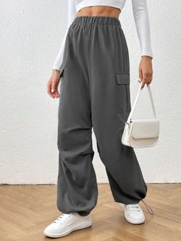 BROADSTAR - Women Grey Color Baggy Fit Parachute Cargo