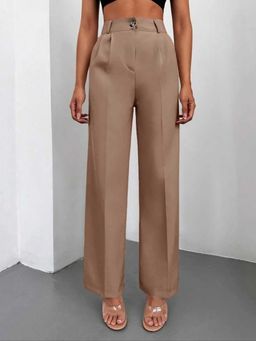 BROADSTAR - Women Beige Color Loose Fit Korean Casual Trousers