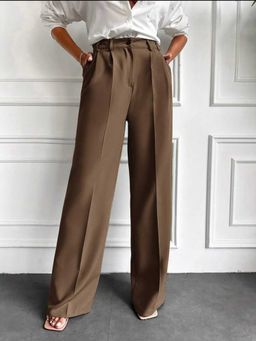 BROADSTAR - Women Brown Color Baggy Fit Korean Casual Trousers